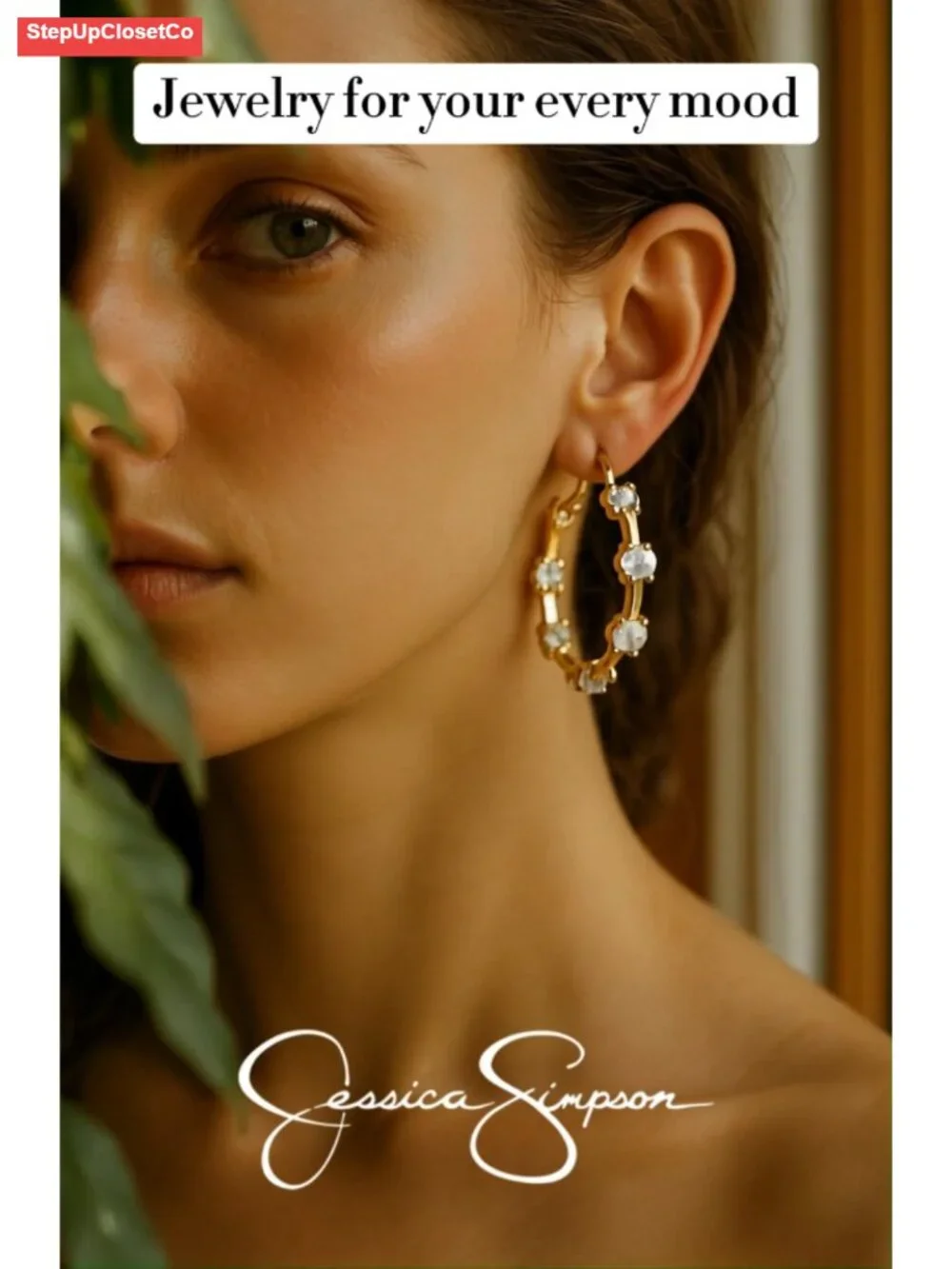 Hoop Earrings for Women Trendy Gold Tone Twisted Design Omega Back